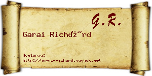 Garai Richárd névjegykártya