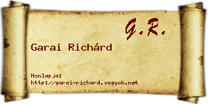 Garai Richárd névjegykártya